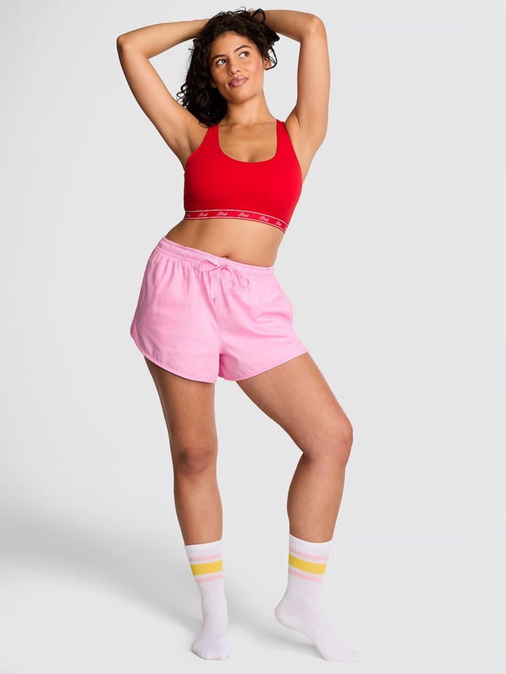 PINK Victoria's Secret Lightweight Drawstring Shorts in Light Pink